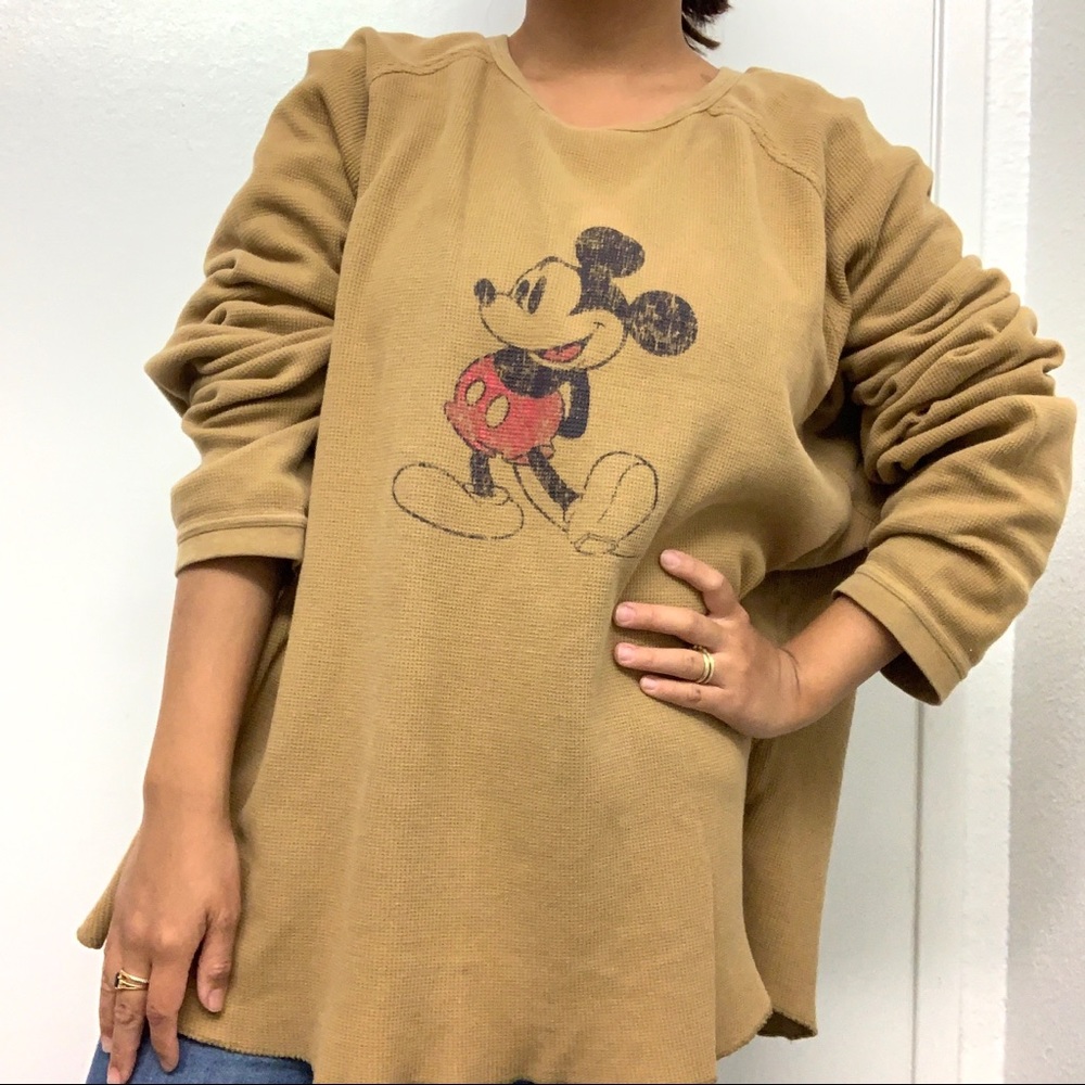 Vintage Disneyland Mickey Brown Tan Sweater XXL